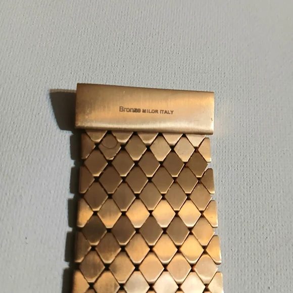 Gold Mesh Bracelet Milor Italy Bronze Bracelet. Rose Goldtone Weave Pattern - Picture 3 of 9